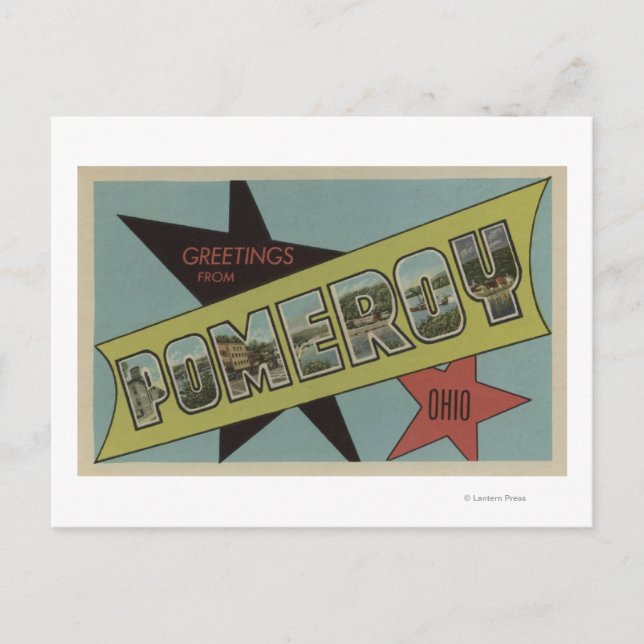 Cartão Postal Pomeroy, OhioLarge - Letra ScenesPomeroy, OH (Frente)