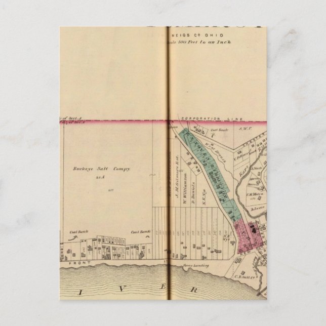 Cartão Postal Pomeroy, Virgínia Ocidental (Frente)