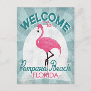 Cartão Postal Pompano Beach Flamingo Rosa Rosa