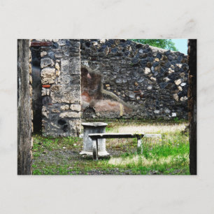 Cartão Postal Pompei courtyard marble fountain and bench