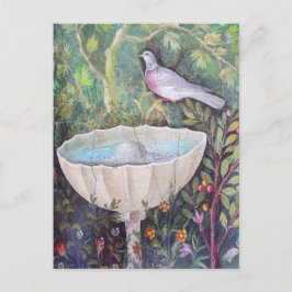 Cartão Postal Pompeia Fresco de Pombo sobre uma fonte