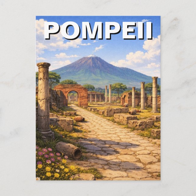 Cartão Postal Pompéia Itália Viagem (Frente)
