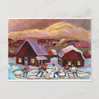 Cartão Postal POND HOCKEY COZY WINTER SCENE 6X8 COPY.jpg