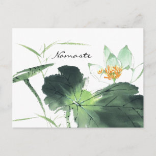 Cartão Postal POND LOTUS PEACE l Pincel Chinês Pintura de Pincel