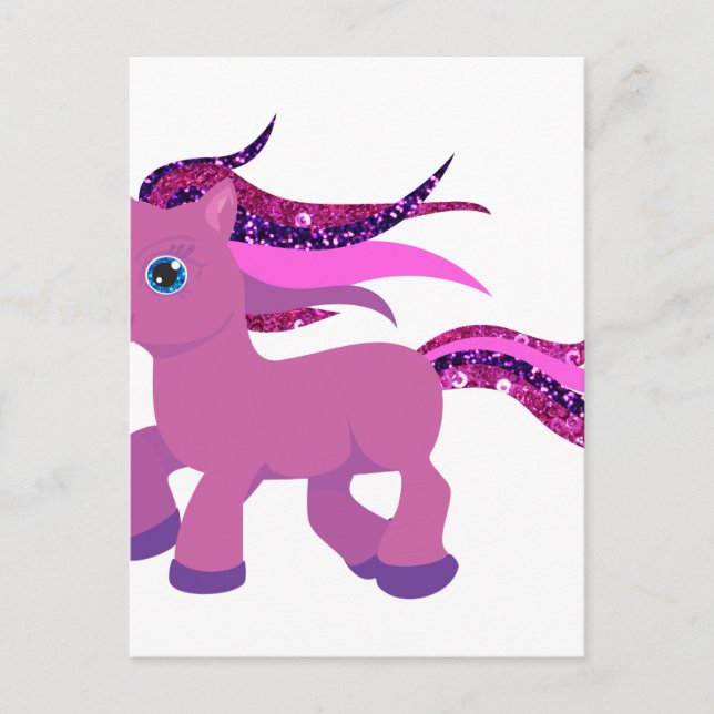 Cartão Postal pônei roxo kawaii (Frente)