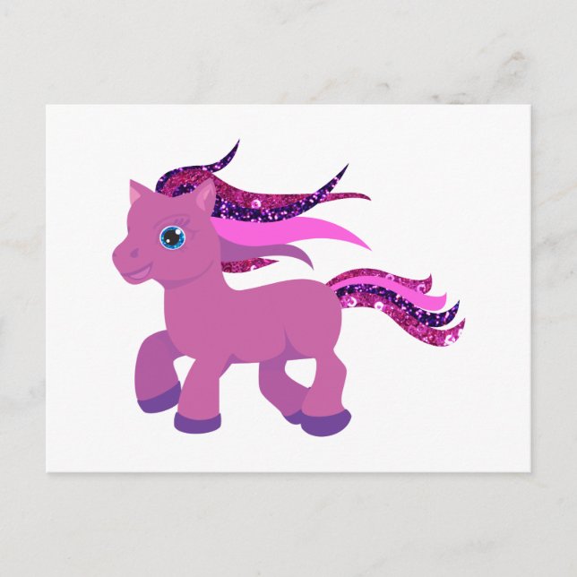 Cartão Postal pônei roxo kawaii (Frente)
