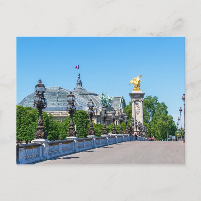 Cartão Postal Pont Alexandre III e Grand Palais, Paris, França (Frente)