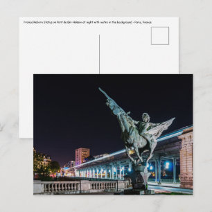 Cartão Postal Pont de Bir-Hakeim à noite - Paris, França