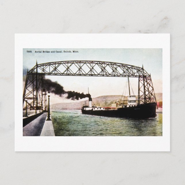 Cartão Postal Ponte aérea e Canal, Duluth, Minn. (Frente)