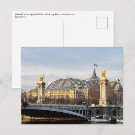 Cartão Postal Ponte Alexandre III e Grand Palais na hora dourada