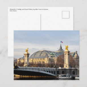 Cartão Postal Ponte Alexandre III e Grand Palais na hora dourada