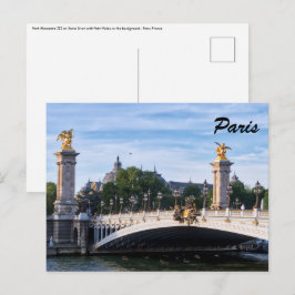 Cartão Postal Ponte Alexandre III no rio Sena - Paris, França