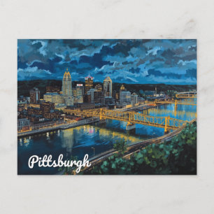 Cartão Postal Ponte Amarela de Pittsburgh Arte da Cidade