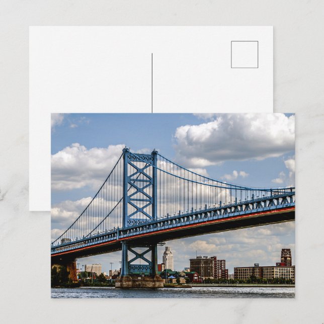 Cartão Postal Ponte Benjamin Franklin, Filadélfia, PA (Frente/Verso)