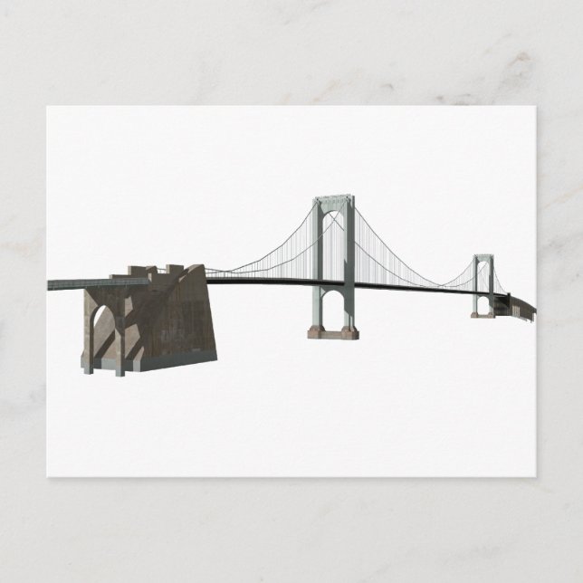 Cartão Postal Ponte Bronx Whitestone: Modelo 3D: (Frente)