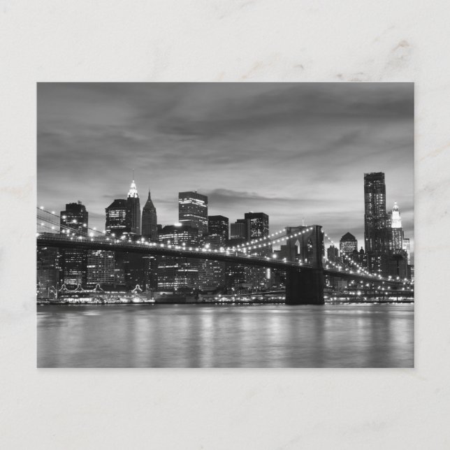Cartão Postal Ponte Brooklyn à noite, Nova Iorque (Frente)