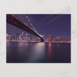 Cartão Postal Ponte Brooklyn à noite - Skyline NYC