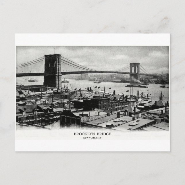 Cartão Postal Ponte Brooklyn Panorama 1900 (Frente)
