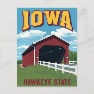 Cartão Postal Ponte Coberta do Estado Hawkeye de Iowa Vintage