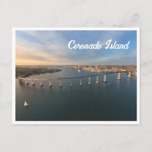 Cartão Postal Ponte Coronado San Diego Pôr do Sol Foto de Barco