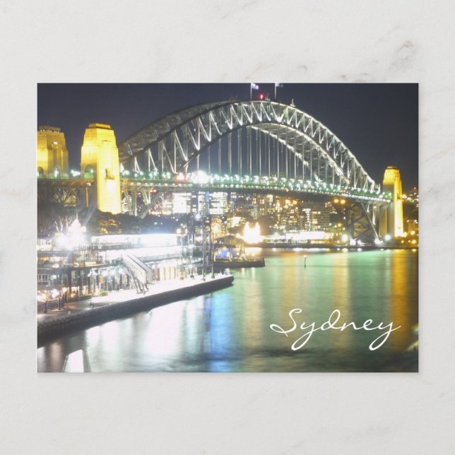 Cartão Postal ponte da baía de sydney reflete (Frente)