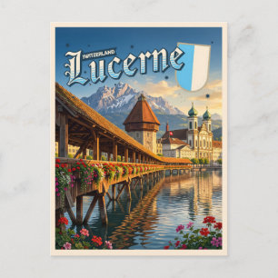 Cartão Postal Ponte da Capela da Lucerna – Marco Suíço