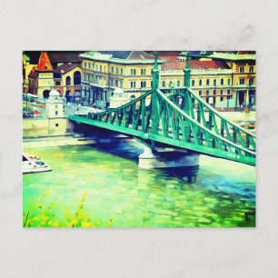 Cartão Postal Ponte da Liberdade - Budapeste - pintura