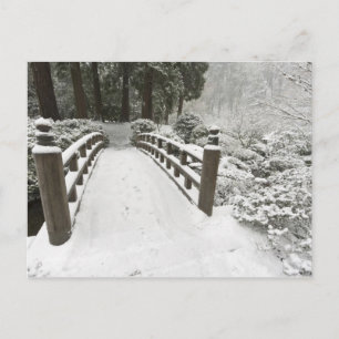 Cartão Postal Ponte da lua coberta de neve, Jardim Japonês
