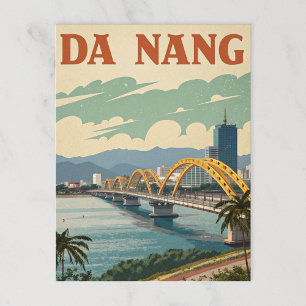 Cartão Postal Ponte Da Nang Dragon na Arte Estilizada