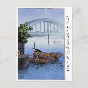 Cartão Postal Ponte de barco legal oriental japonesa Kawase na n