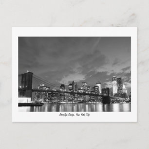 Cartão Postal Ponte de Brooklyn e a Estátua da Liberdade à Noite