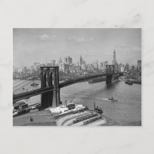 Cartão Postal Ponte de Brooklyn e horizonte de Manhattan, 1920
