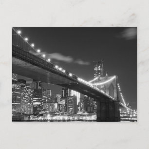 Cartão Postal Ponte de Brooklyn e horizonte de Manhattan à noite