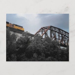 Cartão Postal ponte de locomotiva na passagem de comboios