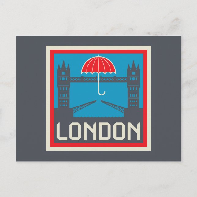 Cartão Postal Ponte de Londres com guarda-chuva (Frente)