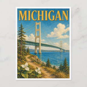 Cartão Postal Ponte de Mackinac Michigan GeoSaga