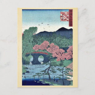 Cartão Postal Ponte de Megane no otani por Utagawa, Hiroshige