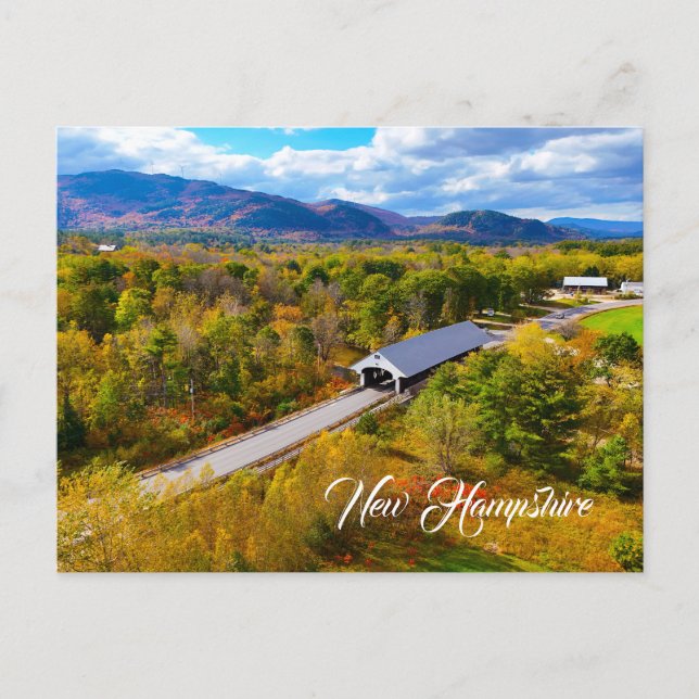 Cartão Postal Ponte de outono de New Hampshire (Frente)