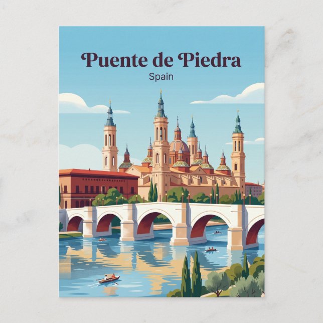 Cartão Postal Ponte de Pedra Espanha (Frente)