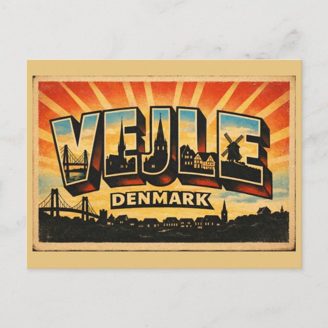 Cartão Postal Ponte de Vejle Dinamarca (Frente)