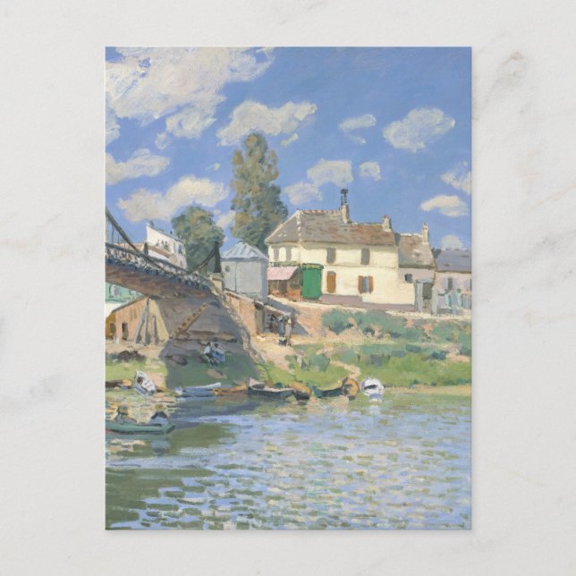 Cartão Postal Ponte de Villeneu por Sisley Impressionista Paint (Frente)