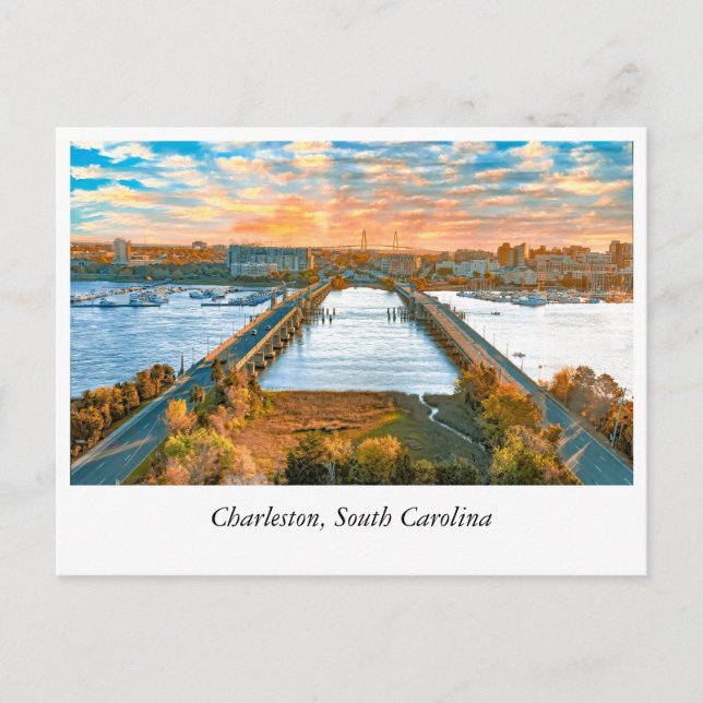 Cartão Postal Ponte do Rio Ashley: Uma Viagem em Charleston (Frente)