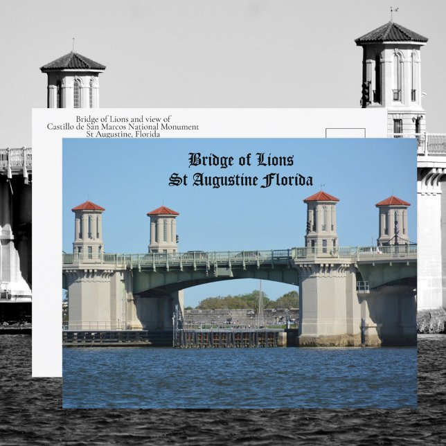 Cartão Postal Ponte dos Leões St Augustine Flórida Viagem (Criador carregado)