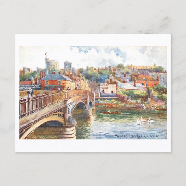 Cartão Postal Ponte e Castelo de Windsor Antigos (Frente)
