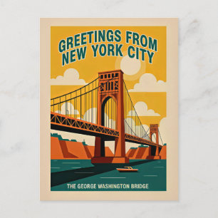 Cartão Postal Ponte George Washington da Cidade de Nova York Ret