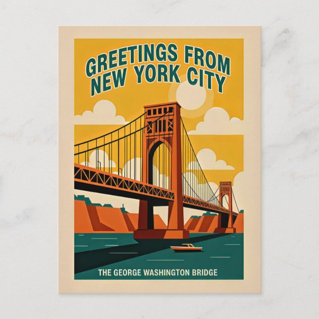 Cartão Postal Ponte George Washington da Cidade de Nova York Ret (Frente)