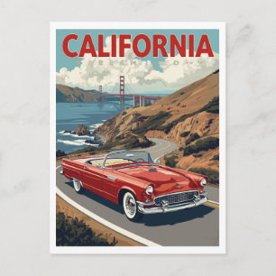 Cartão Postal Ponte Golden Gate de San Francisco Carro Retro
