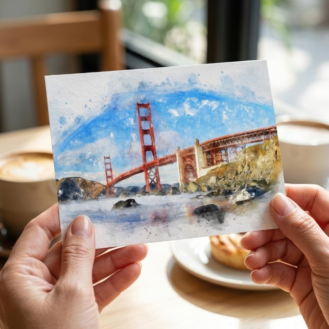Cartão Postal Ponte Golden Gate Pastel em São Francisco (Golden Gate Bridge Pastel in San Francisco. Postcard)