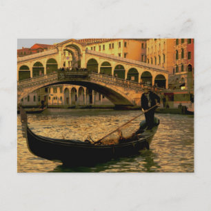 Cartão Postal Ponte Gondolier e Rialto, Veneza