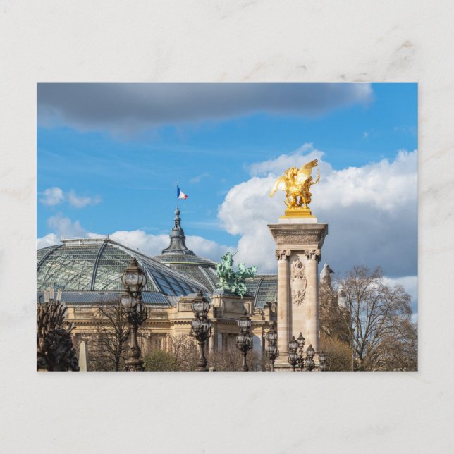 Cartão Postal Ponte Grand Palais e Pont Alexandre III - Paris (Frente)